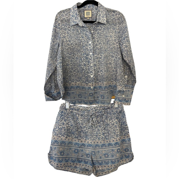 Bell by Alicia Bell Blue Floral Matching Set Cotton Silk